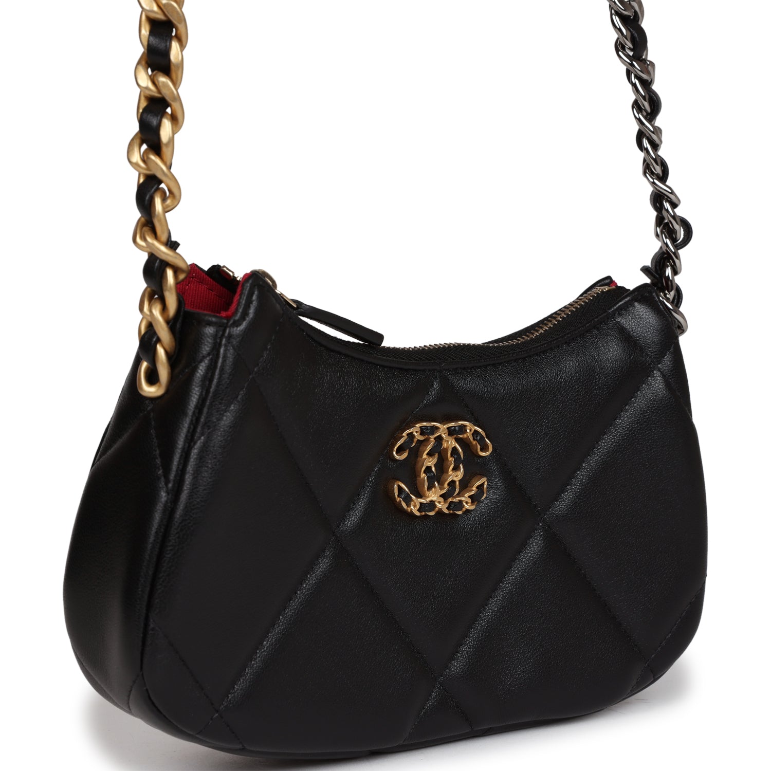 19 Hobo Chain Bag Black Calfskin Mixed Metal Hardware