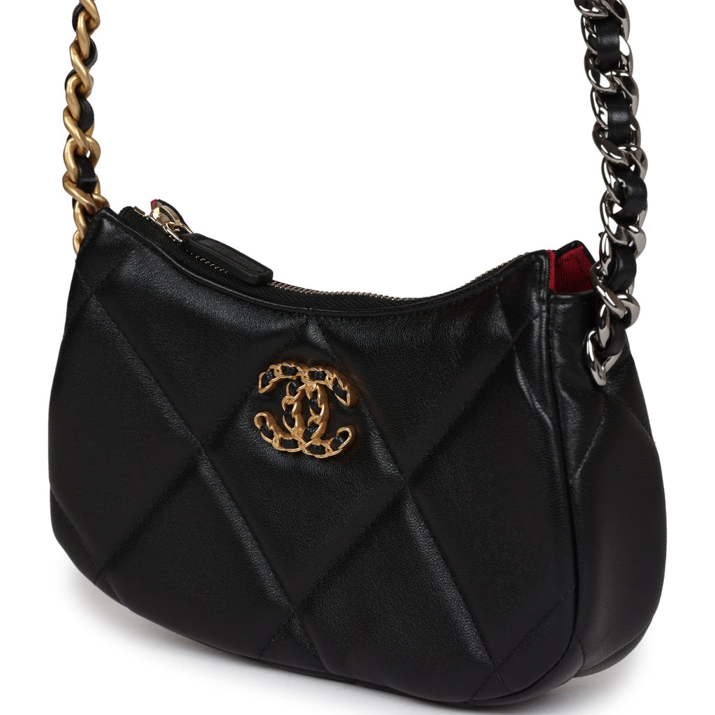 19 Hobo Chain Bag Black Calfskin Mixed Metal Hardware
