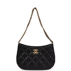 Hobo Bag Black Shiny Caviar Brushed Gold Hardware