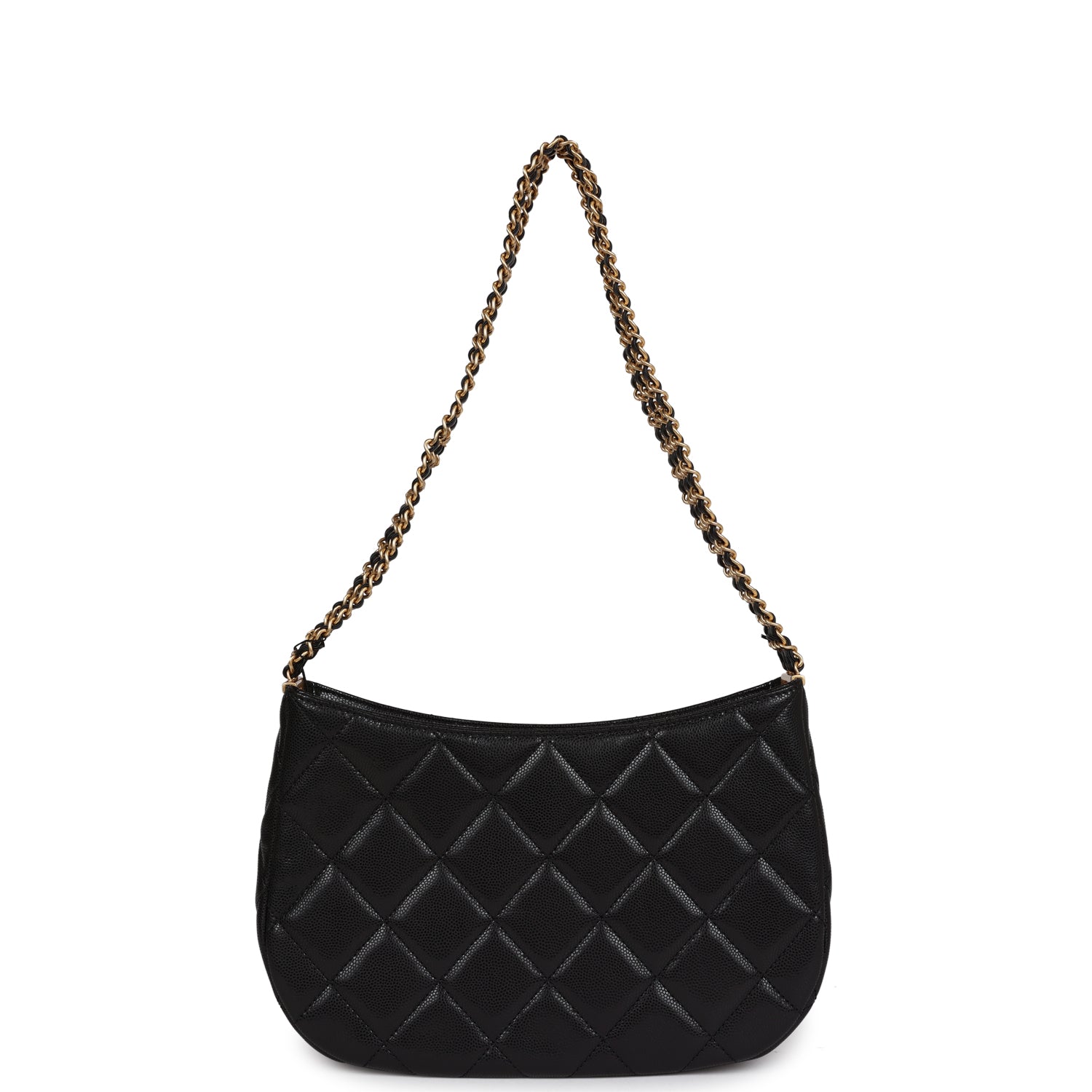 Hobo Bag Black Shiny Caviar Brushed Gold Hardware