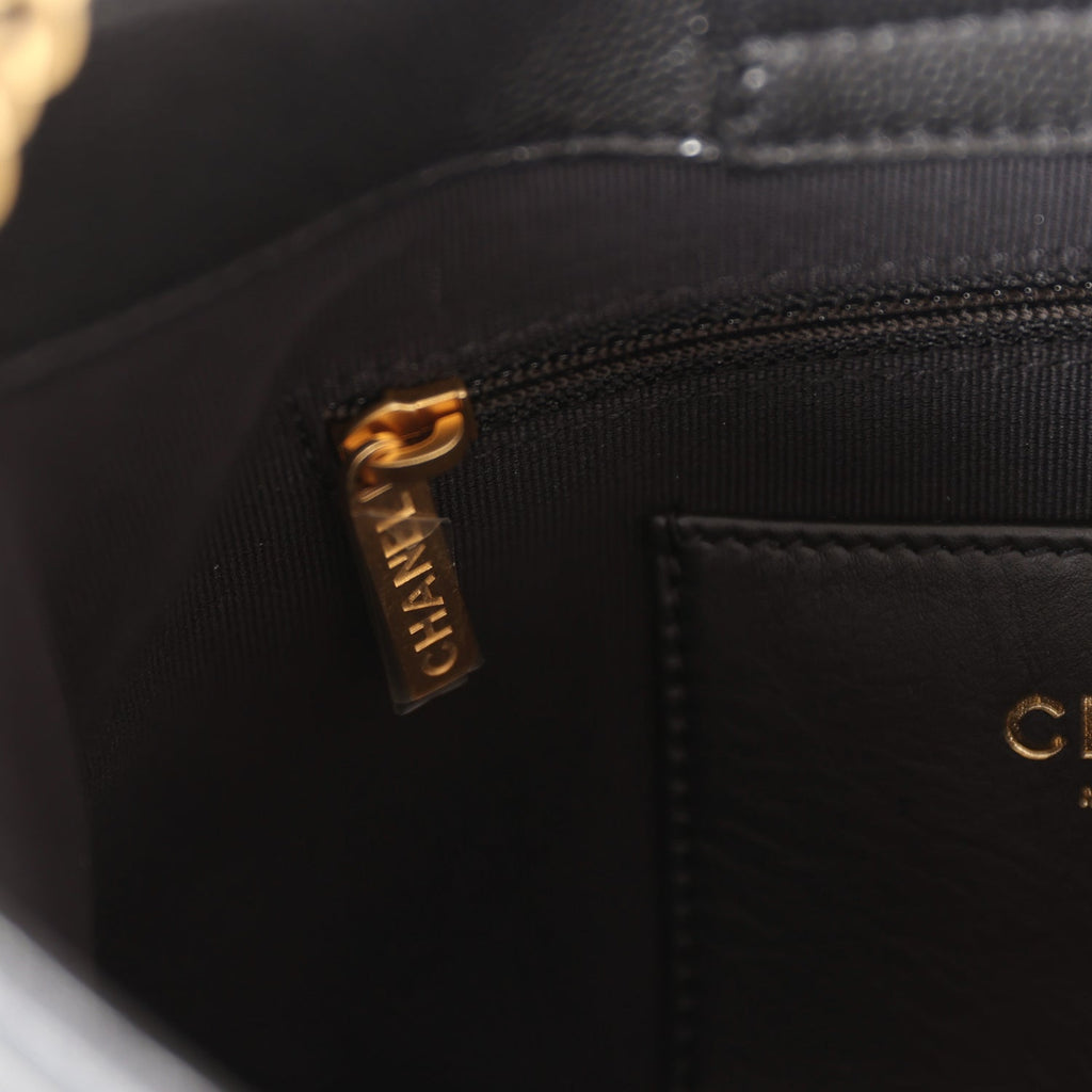 Hobo Bag Black Shiny Caviar Brushed Gold Hardware