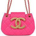 CC Mini Shoulder Bag Fuchsia Lambskin Antique Gold Hardware