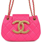 CC Mini Shoulder Bag Fuchsia Lambskin Antique Gold Hardware