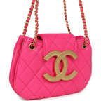 CC Mini Shoulder Bag Fuchsia Lambskin Antique Gold Hardware