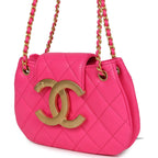 CC Mini Shoulder Bag Fuchsia Lambskin Antique Gold Hardware