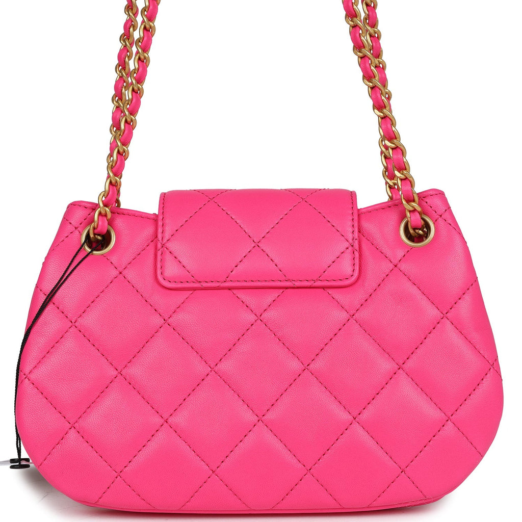 CC Mini Shoulder Bag Fuchsia Lambskin Antique Gold Hardware