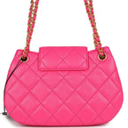 CC Mini Shoulder Bag Fuchsia Lambskin Antique Gold Hardware