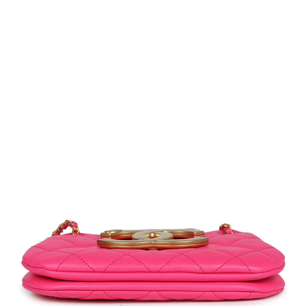 CC Mini Shoulder Bag Fuchsia Lambskin Antique Gold Hardware