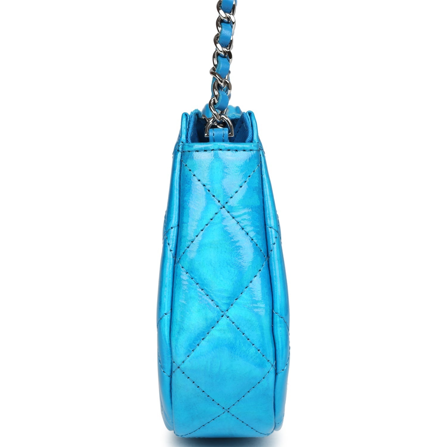 Mini Hobo Bag Blue Metallic Goatskin Silver Hardware