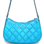 Mini Hobo Bag Blue Metallic Goatskin Silver Hardware