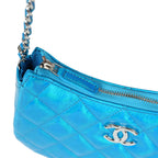 Mini Hobo Bag Blue Metallic Goatskin Silver Hardware