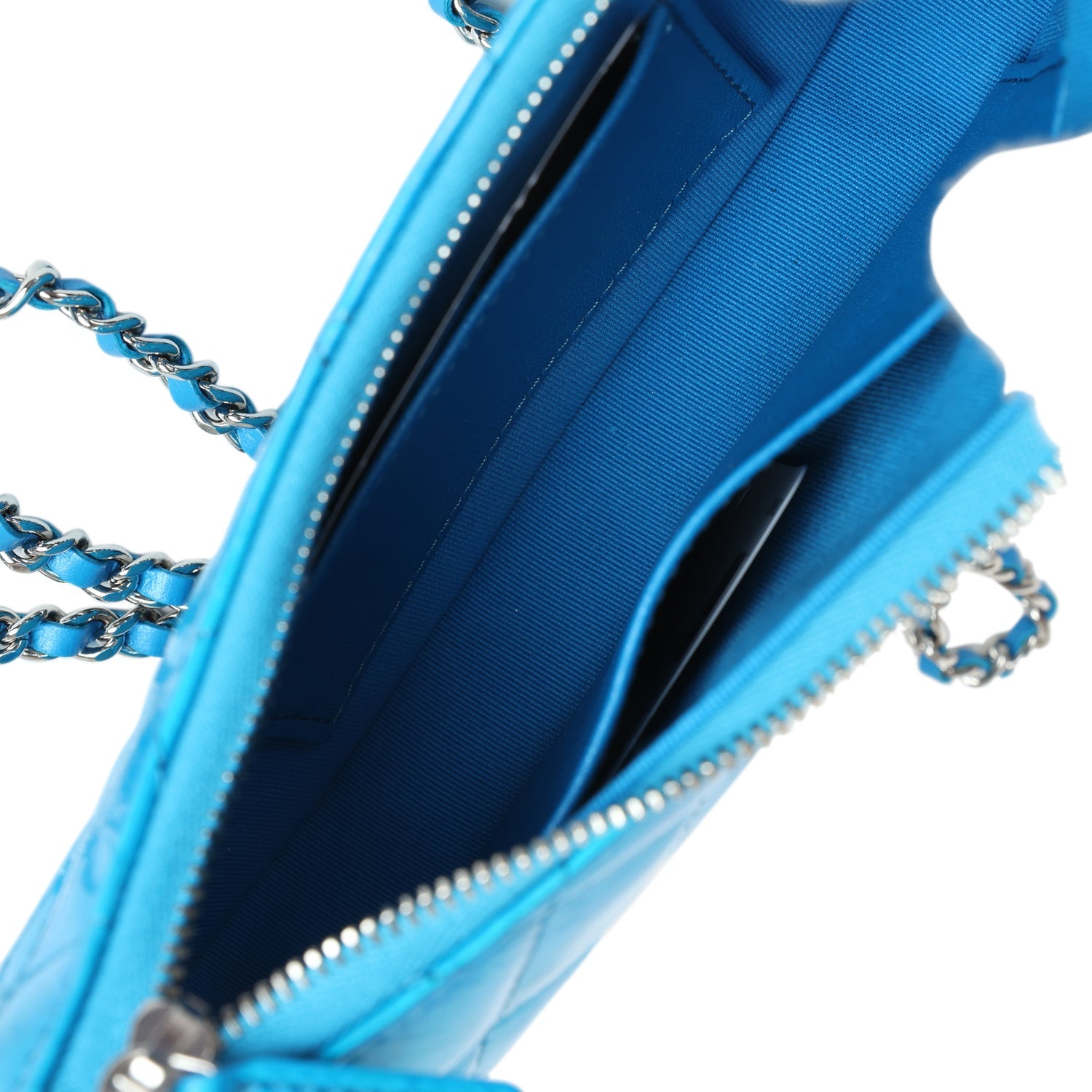 Mini Hobo Bag Blue Metallic Goatskin Silver Hardware