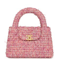 Small Kelly Shopper Pink Tweed Brushed Gold Hardware