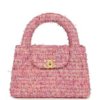 Small Kelly Shopper Pink Tweed Brushed Gold Hardware