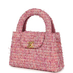 Small Kelly Shopper Pink Tweed Brushed Gold Hardware