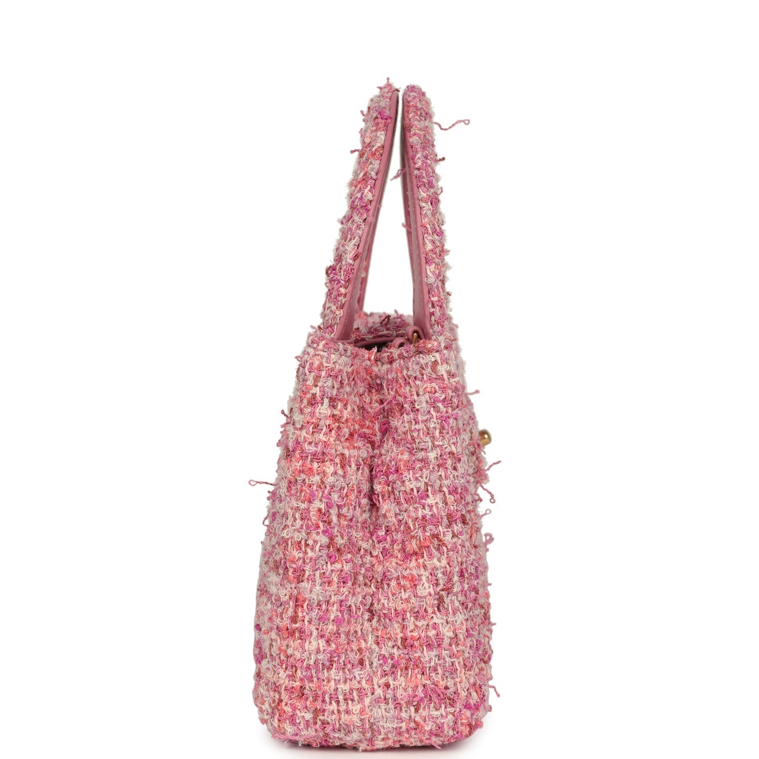 Small Kelly Shopper Pink Tweed Brushed Gold Hardware