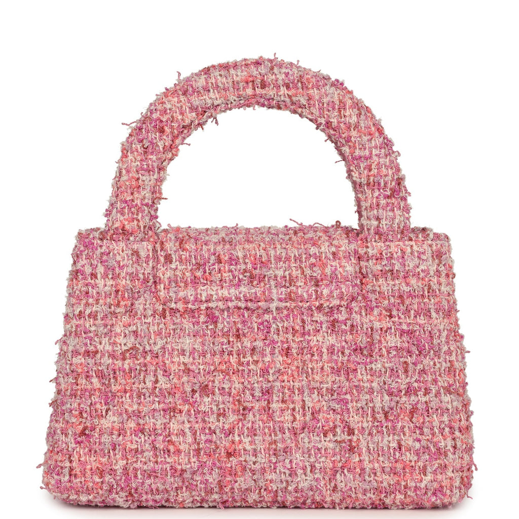 Small Kelly Shopper Pink Tweed Brushed Gold Hardware