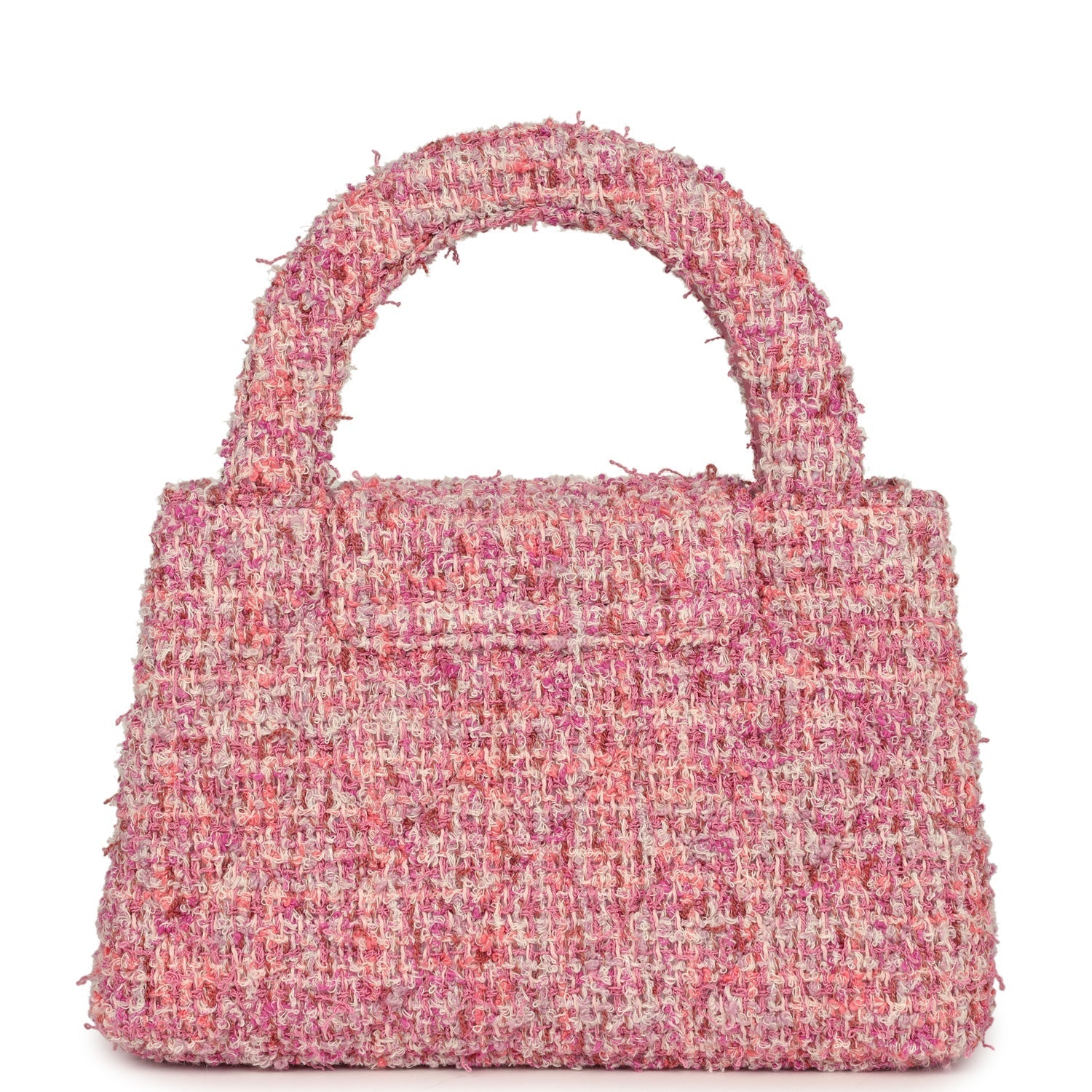 Small Kelly Shopper Pink Tweed Brushed Gold Hardware
