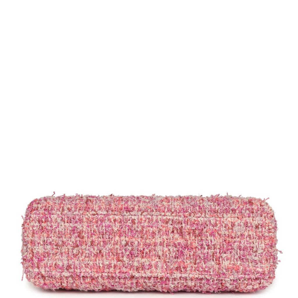 Small Kelly Shopper Pink Tweed Brushed Gold Hardware