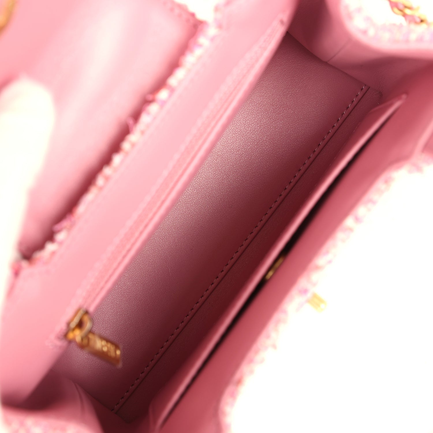 Small Kelly Shopper Pink Tweed Brushed Gold Hardware