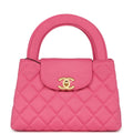 Small Kelly Shopper Dark Pink Jersey Brushed Gold Hardware