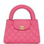 Small Kelly Shopper Dark Pink Jersey Brushed Gold Hardware