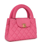 Small Kelly Shopper Dark Pink Jersey Brushed Gold Hardware