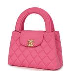 Small Kelly Shopper Dark Pink Jersey Brushed Gold Hardware