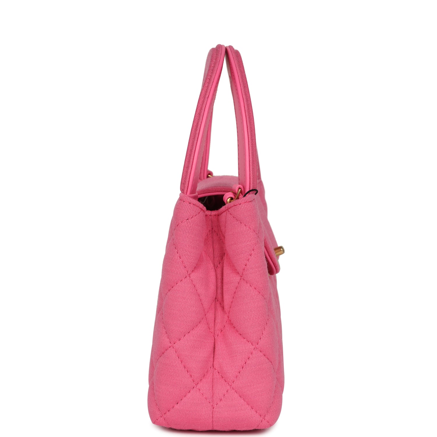 Small Kelly Shopper Dark Pink Jersey Brushed Gold Hardware