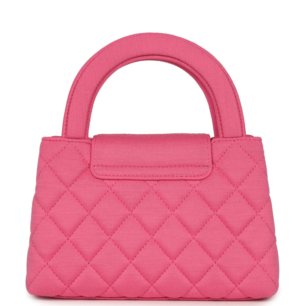 Small Kelly Shopper Dark Pink Jersey Brushed Gold Hardware