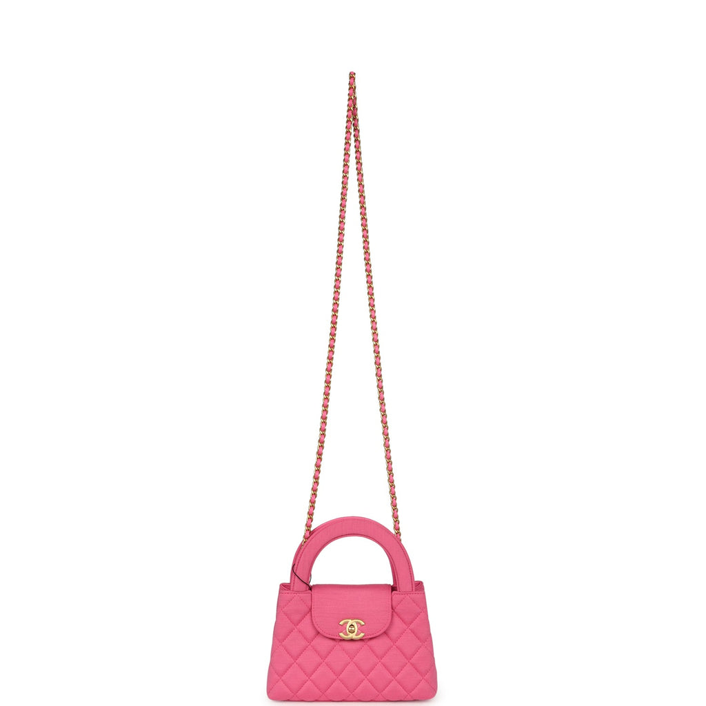 Small Kelly Shopper Dark Pink Jersey Brushed Gold Hardware