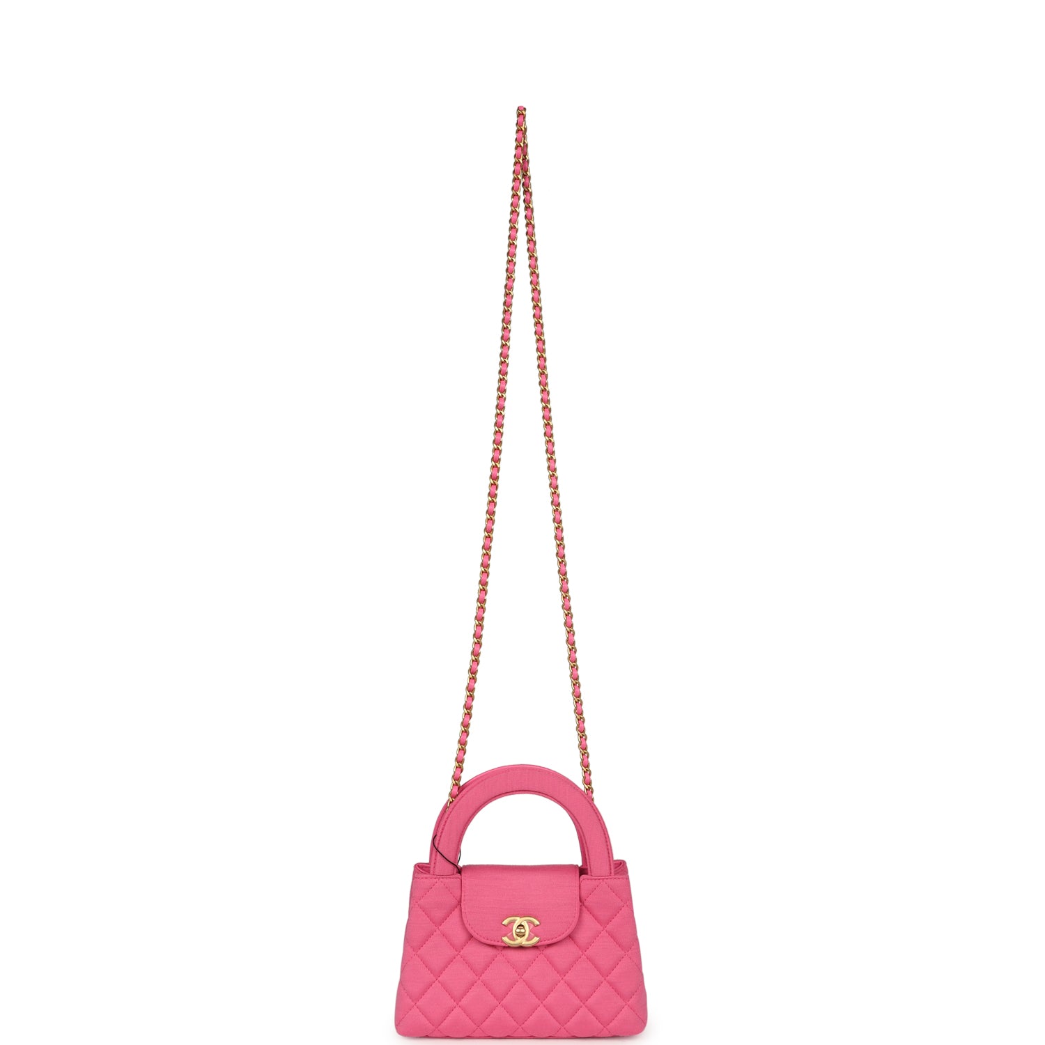 Small Kelly Shopper Dark Pink Jersey Brushed Gold Hardware