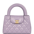 Small Kelly Shopper Light Purple Shiny Aged Calfskin Brushed Gold Hardware