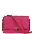 Small Melody Flap Bag Dark Pink Caviar Aged Gold Hardware