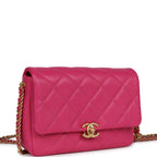 Small Melody Flap Bag Dark Pink Caviar Aged Gold Hardware