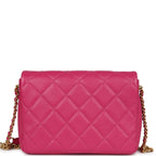 Small Melody Flap Bag Dark Pink Caviar Aged Gold Hardware