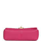 Small Melody Flap Bag Dark Pink Caviar Aged Gold Hardware
