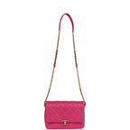 Small Melody Flap Bag Dark Pink Caviar Aged Gold Hardware