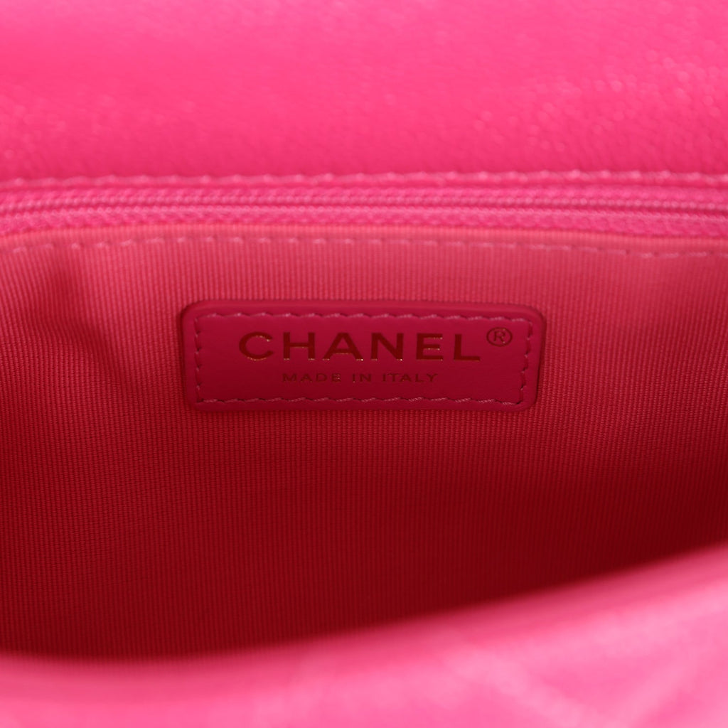 Small Melody Flap Bag Dark Pink Caviar Aged Gold Hardware