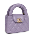 Nano Kelly Shopper Light Purple Shiny Aged Calfskin Brushed Gold Hardware
