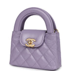 Nano Kelly Shopper Light Purple Shiny Aged Calfskin Brushed Gold Hardware