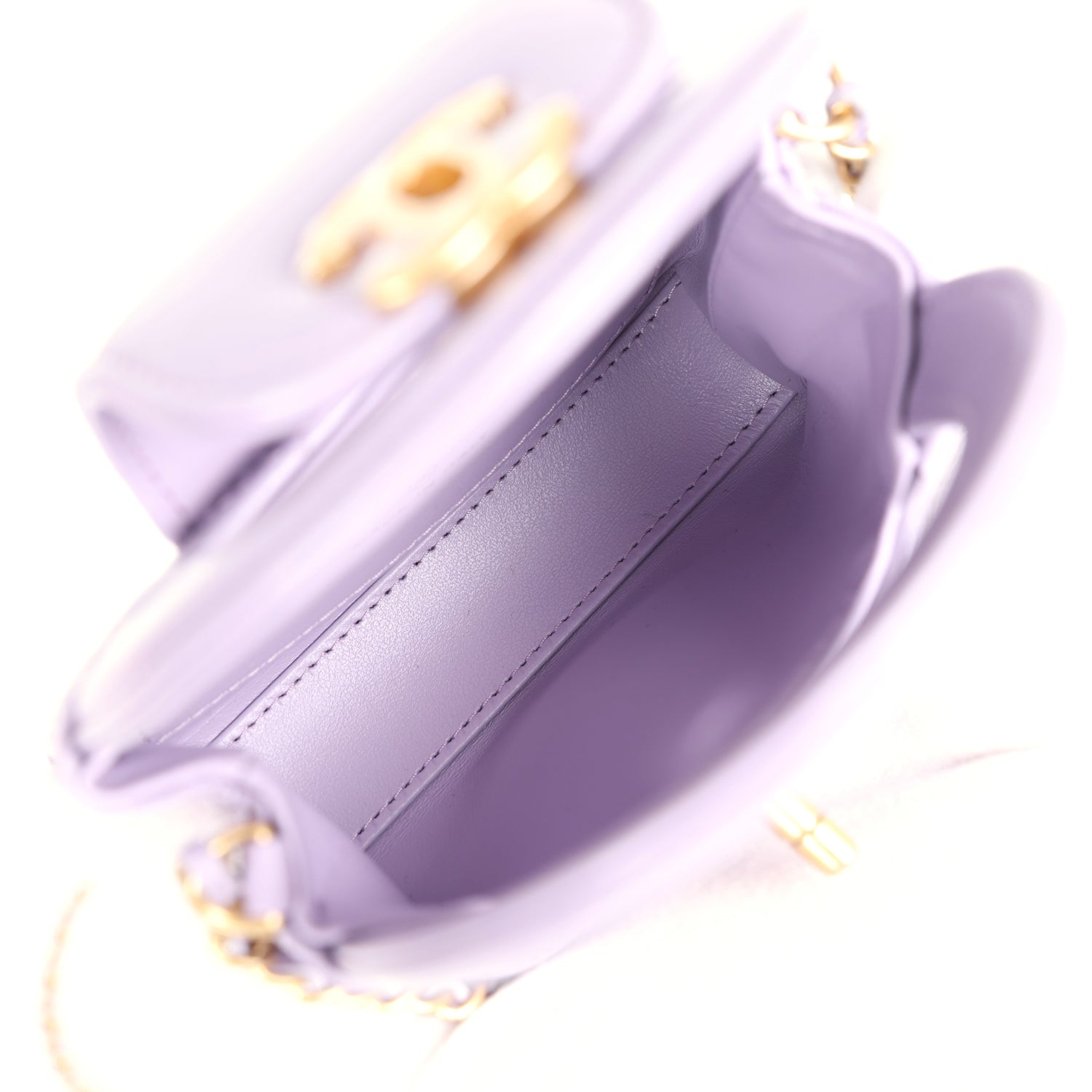 Nano Kelly Shopper Light Purple Shiny Aged Calfskin Brushed Gold Hardware