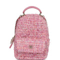 Mini Phone Holder Backpack with Chain Pink Multicolor Tweed Light Gold Hardware