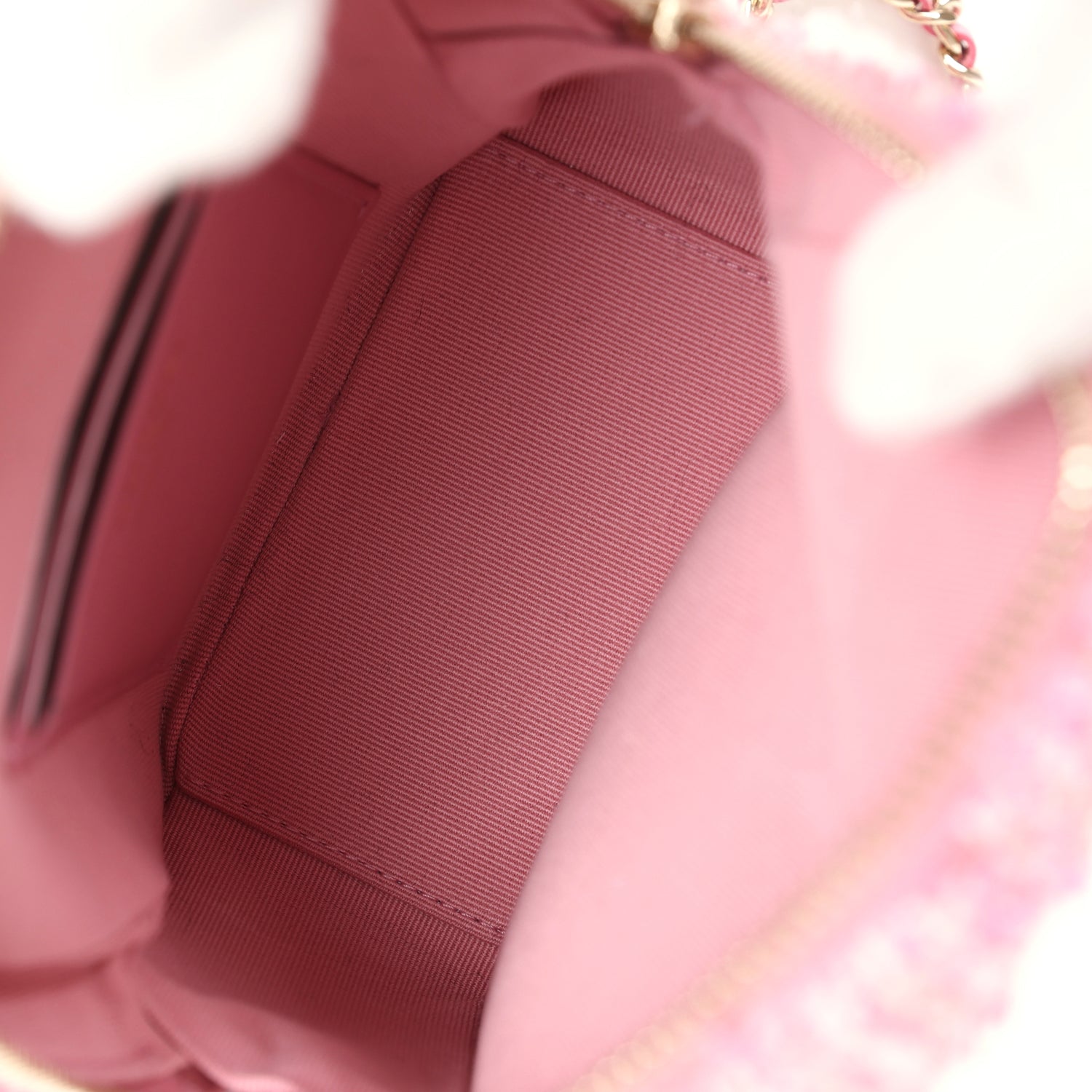 Mini Phone Holder Backpack with Chain Pink Multicolor Tweed Light Gold Hardware