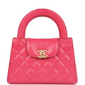 Small Kelly Shopper Dark Pink Shiny Aged Calfskin Brushed Gold Hardware