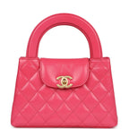 Small Kelly Shopper Dark Pink Shiny Aged Calfskin Brushed Gold Hardware