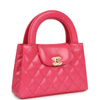 Small Kelly Shopper Dark Pink Shiny Aged Calfskin Brushed Gold Hardware