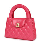 Small Kelly Shopper Dark Pink Shiny Aged Calfskin Brushed Gold Hardware