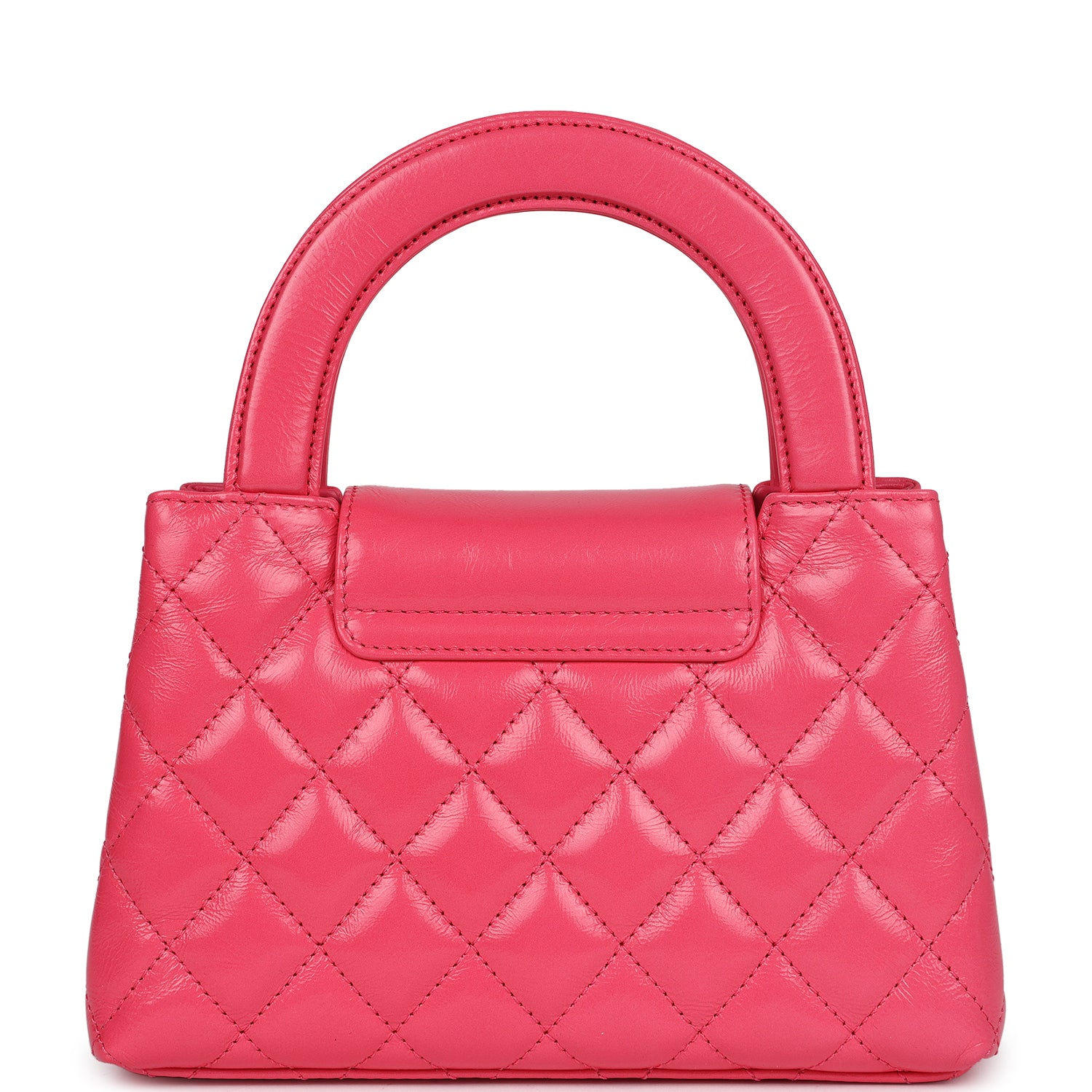 Small Kelly Shopper Dark Pink Shiny Aged Calfskin Brushed Gold Hardware