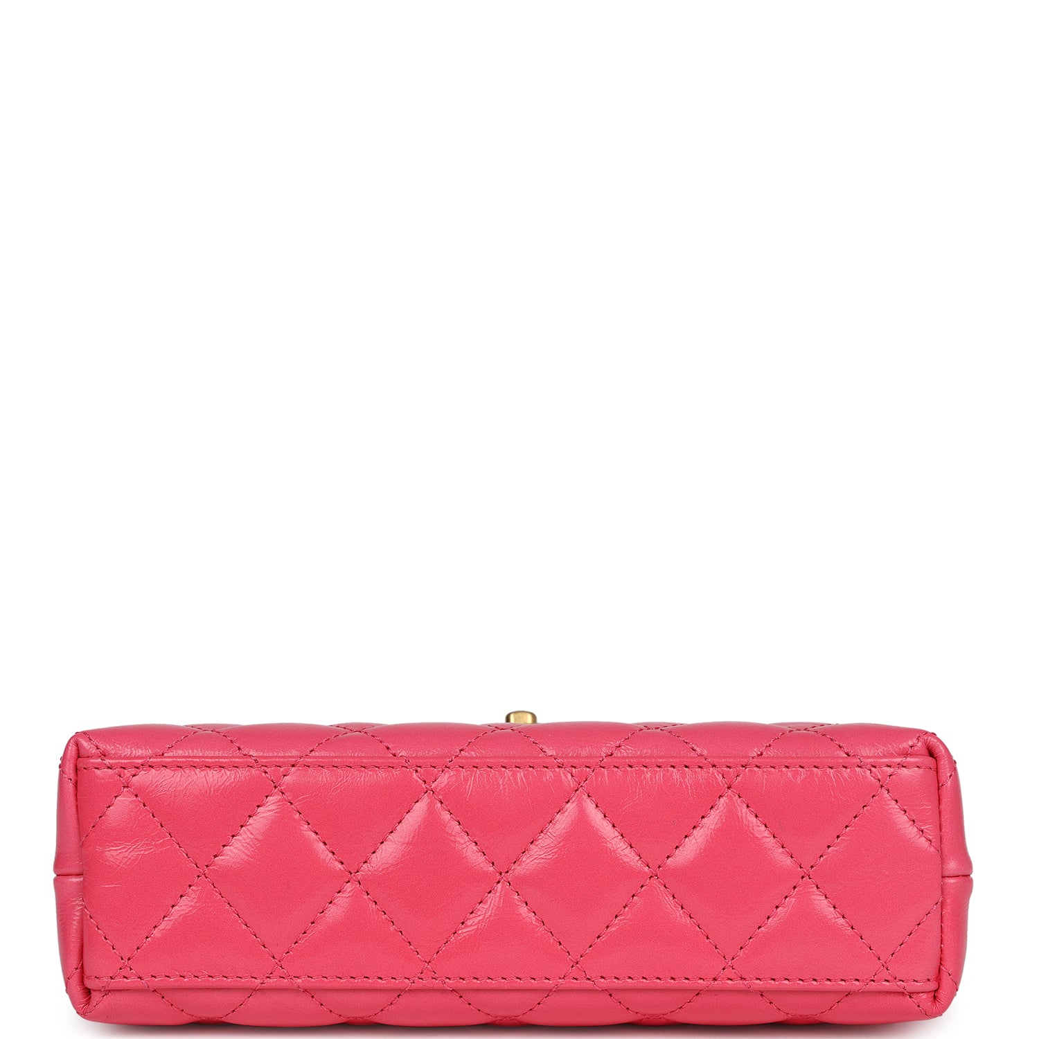 Small Kelly Shopper Dark Pink Shiny Aged Calfskin Brushed Gold Hardware